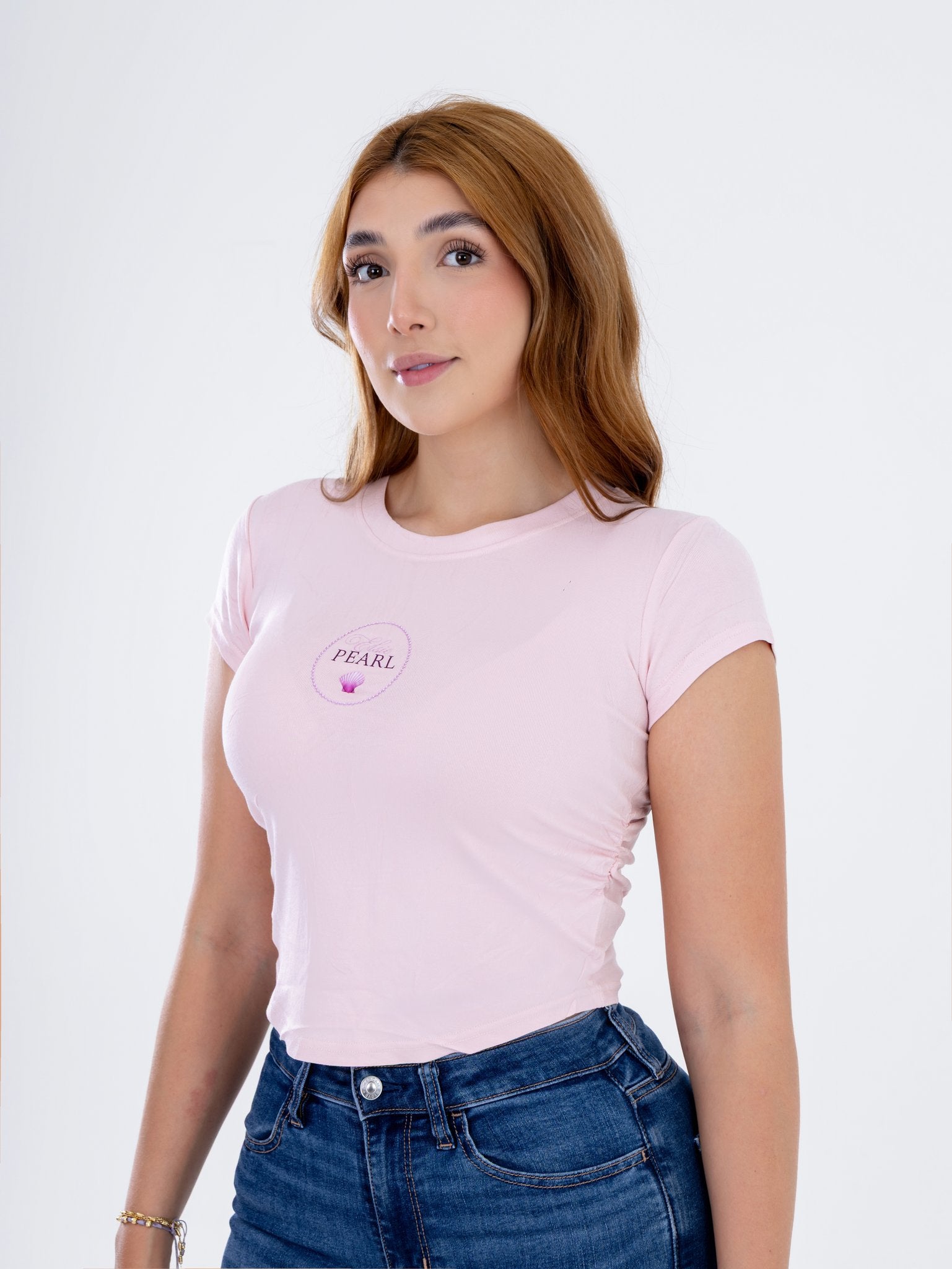 Camiseta Rosada con Estampado Pearl
