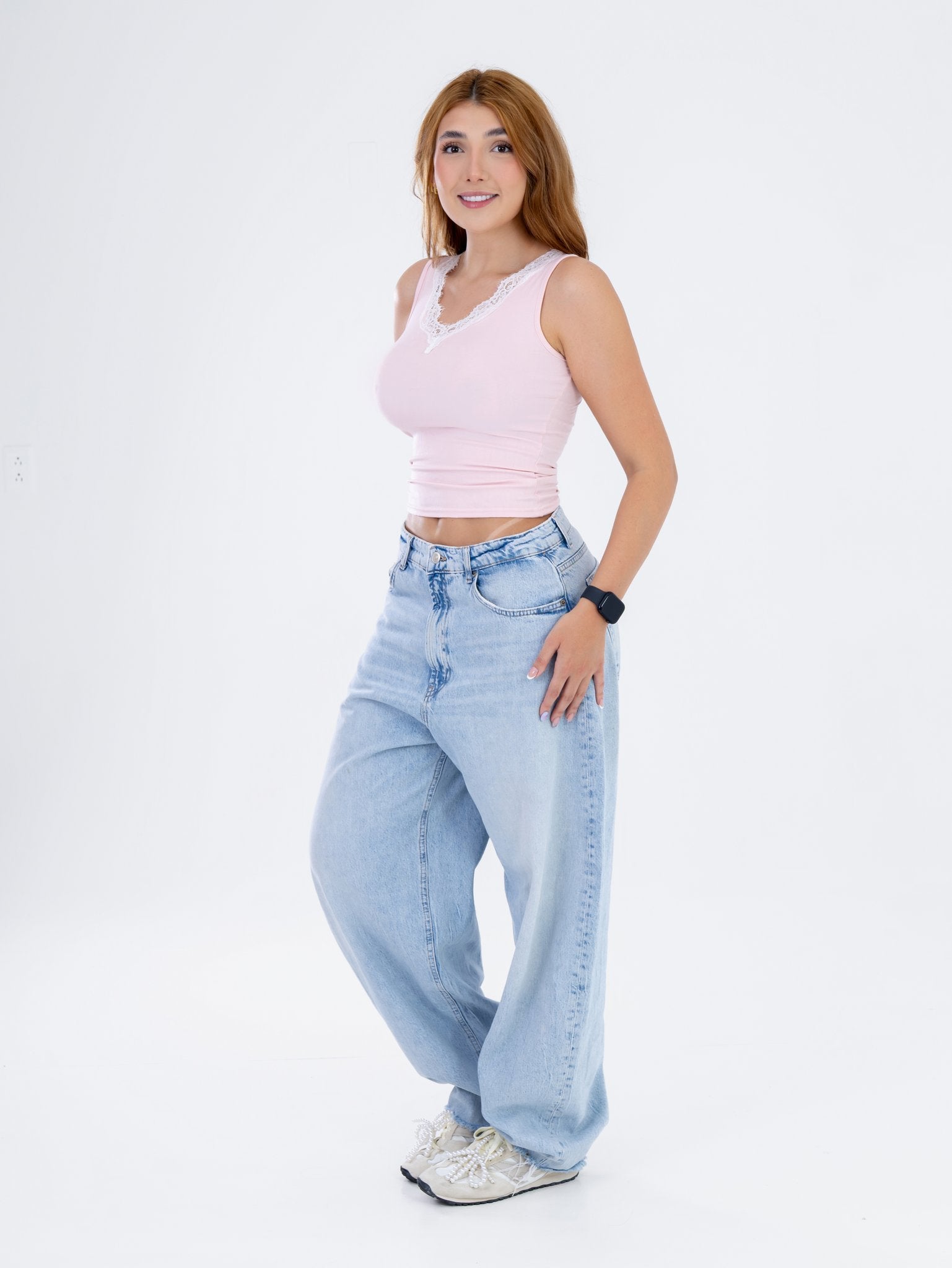 Top Rosado con Encaje