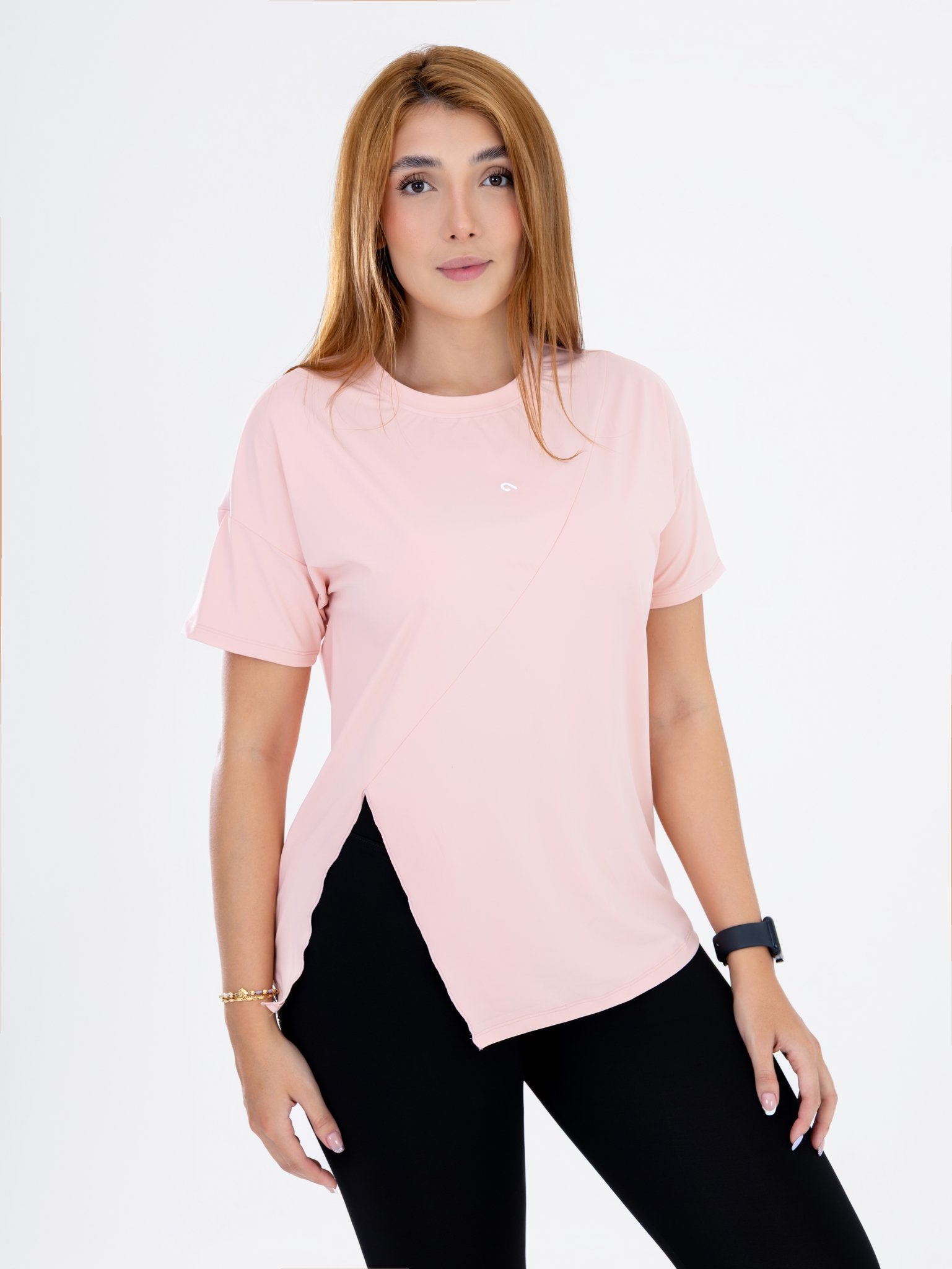 Camiseta Oversize Rosa con Cruce Frontal