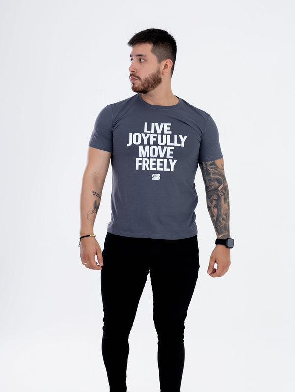 Camiseta Gris Oscuro Live Joyfully Move Freely