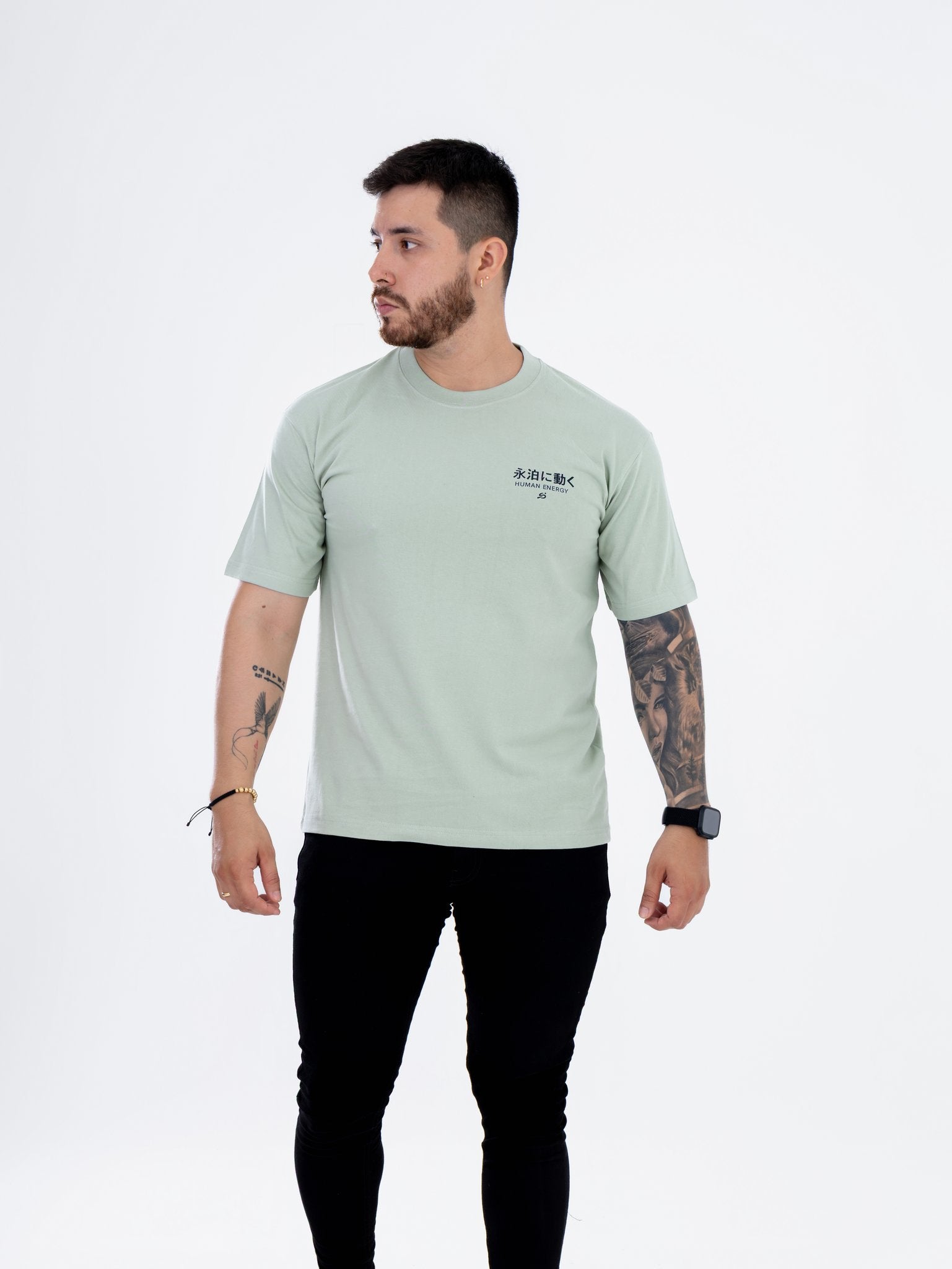 Camiseta Oversize Verde Salvia Human Energy